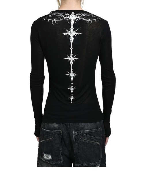 INES BLACK HENLEY TOP（Tシャツ/カットソー）｜Jaded London