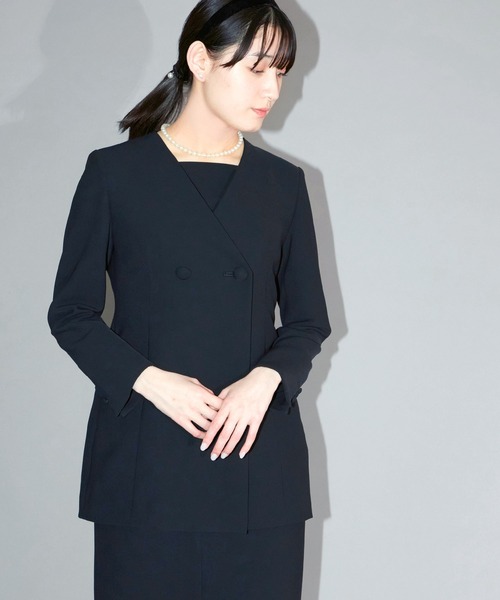 ノーカラーフォーマルジャケット【喪服・礼服】【入卒式・結婚式