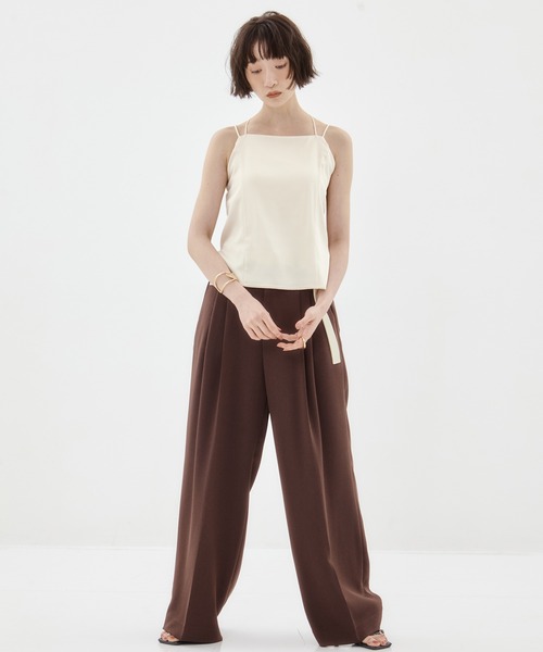 STUDIOUS（ステュディオス）の「【STUDIOUS/ステュディオス】Stretch Satin Camisole/ストレッチサテンキャミソール（キャミソール・レディース・ブラック/ライトベージュ/ワイン・FREE）」の10枚目の写真