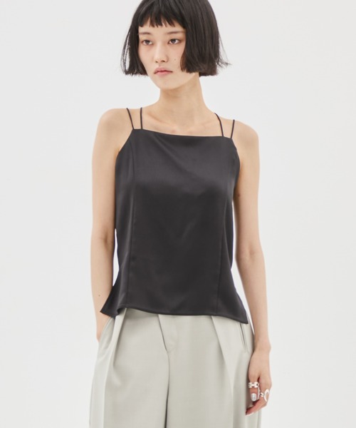 louren satin tie camisole サテンタイキャミソール パッドinサテンBasicキャミソール