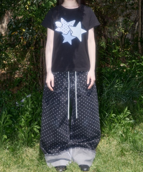 FANCY CLUB（ファンシークラブ）の「【FANCY CLUB】Mix Star Angel Patch Tee / 【ファンシークラブ】ミックススターエンジェルパッチ半袖Tシャツ（Tシャツ/カットソー・レディース・ブラック/ブラック系その他/ホワイト/ホワイト系その他・S/M）」の13枚目の写真