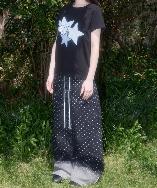 FANCY CLUB（ファンシークラブ）の「【FANCY CLUB】Mix Star Angel Patch Tee / 【ファンシークラブ】ミックススターエンジェルパッチ半袖Tシャツ（Tシャツ/カットソー・レディース・ブラック/ブラック系その他/ホワイト/ホワイト系その他・S/M）」の12枚目の写真