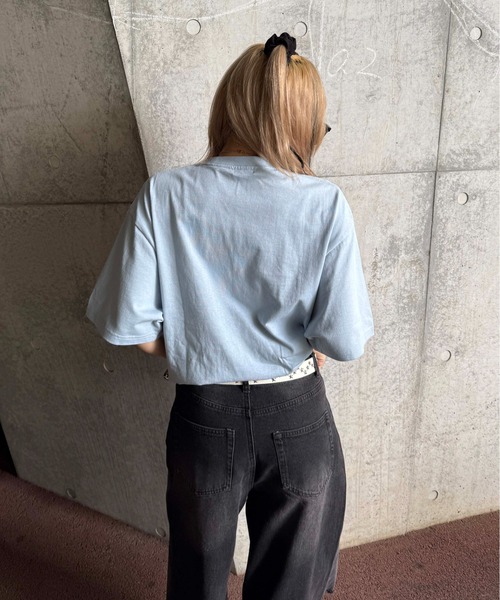 sedacle（セダクル）の「スタッズ付きフラッグTシャツ（Tシャツ/カットソー・レディース・チャコールグレー/オフホワイト/ライトブルー・SMALL/MEDIUM/LARGE）」の15枚目の写真