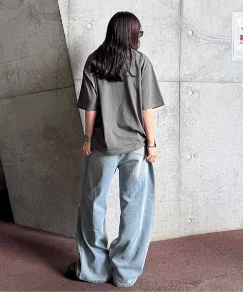 sedacle（セダクル）の「スタッズ付きフラッグTシャツ（Tシャツ/カットソー・レディース・チャコールグレー/オフホワイト/ライトブルー・SMALL/MEDIUM/LARGE）」の18枚目の写真