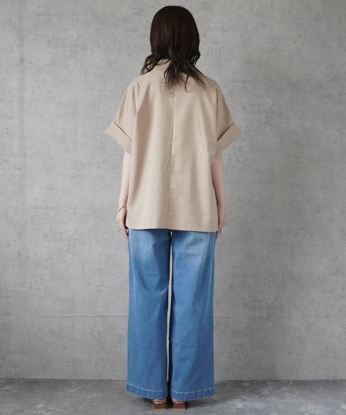 SELECT LEVERY(セレクトリベリー)の「リネンタッチ半袖テーラージャケット(テーラードジャケット・レディース・アイボリー/ベージュ/ブラック/ブラウン・FREE)」の12枚目の写真