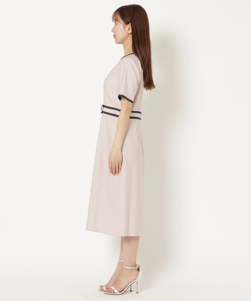 Rose Tiara(ローズティアラ)の「【美シルエットワンピ】【接触冷感/防シワ】パイピングリボンワンピース(ワンピース・レディース・ピンク/ブラック・40/42/46/38)」の5枚目の写真