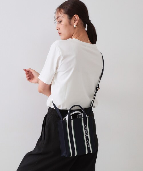 OPAQUE.CLIP(オペークドットクリップ)の「【2WAY】ラインハンドルスクエアニットミニショルダーバッグ(ショルダーバッグ・レディース・ベージュ/ネイビー/ブラック・00)」の9枚目の写真