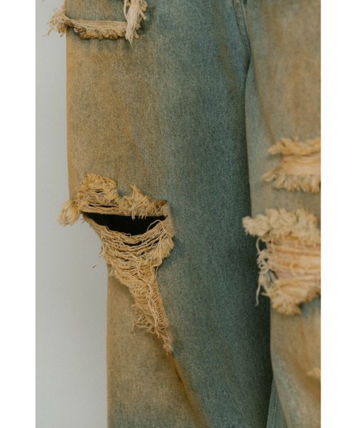 Knuth Marf（クヌースマーフ）の「damage denim pants（デニムパンツ・レディース・ブラック×ホワイト/サックスブルー/ブラック×ブラック・X-SMALL/SMALL/MEDIUM/LARGE）」の17枚目の写真