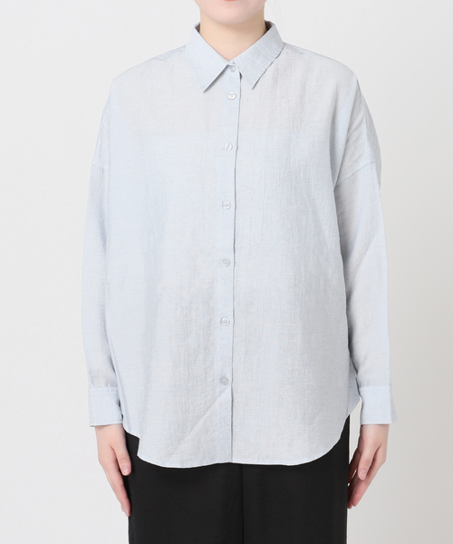 Whim Gazette◆25SS/リネンキャンバスシャツ/長袖シャツ/FREE/リネン/WHT Whim Gazette(ウィム ガゼット)のリネンキャンバスシャツ通販