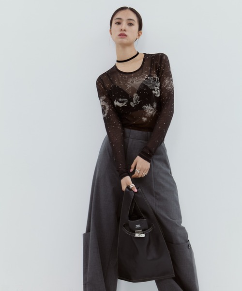 beautiful people（ビューティフルピープル）の「【beautiful people/ビューティフルピープル】large market bag in shrink leather/ラージマーケットバッグインシュリンクレザー（ハンドバッグ・レディース・ブラック・FREE）」の3枚目の写真