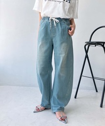 AS KNOW AS plus | ●ひんやり冷感 マルチメリット カーブシルエットイージーパンツ(デニムパンツ)