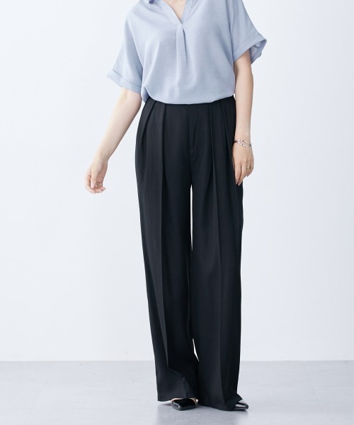 slattgir(スラットジール)の「高身長 スカーフベルト付タックワイドパンツ(トールサイズ)(その他パンツ・レディース・ベージュ系/ブラック系・T4L/T3L/TLL/TL/TM/T5L)」の9枚目の写真