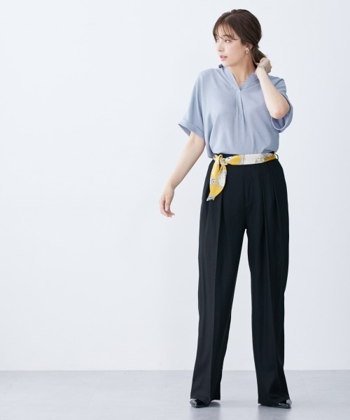 slattgir(スラットジール)の「高身長 スカーフベルト付タックワイドパンツ(トールサイズ)(その他パンツ・レディース・ベージュ系/ブラック系・T4L/T3L/TLL/TL/TM/T5L)」の10枚目の写真