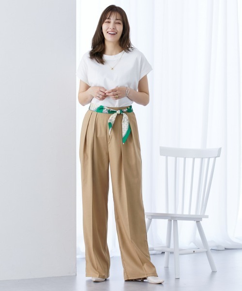 slattgir(スラットジール)の「高身長 スカーフベルト付タックワイドパンツ(トールサイズ)(その他パンツ・レディース・ベージュ系/ブラック系・T4L/T3L/TLL/TL/TM/T5L)」の14枚目の写真