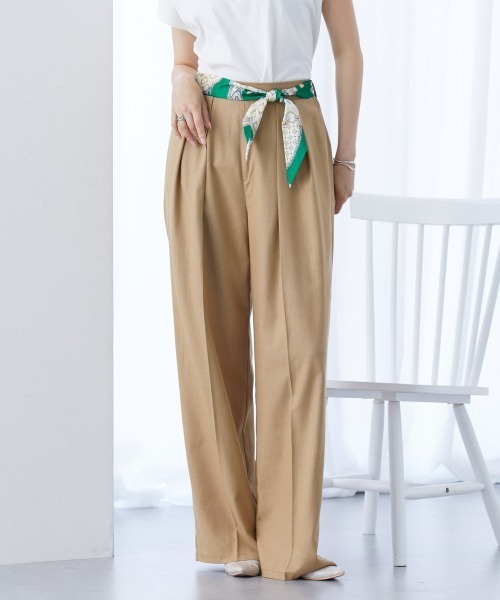 slattgir(スラットジール)の「高身長 スカーフベルト付タックワイドパンツ(トールサイズ)(その他パンツ・レディース・ベージュ系/ブラック系・T4L/T3L/TLL/TL/TM/T5L)」の16枚目の写真