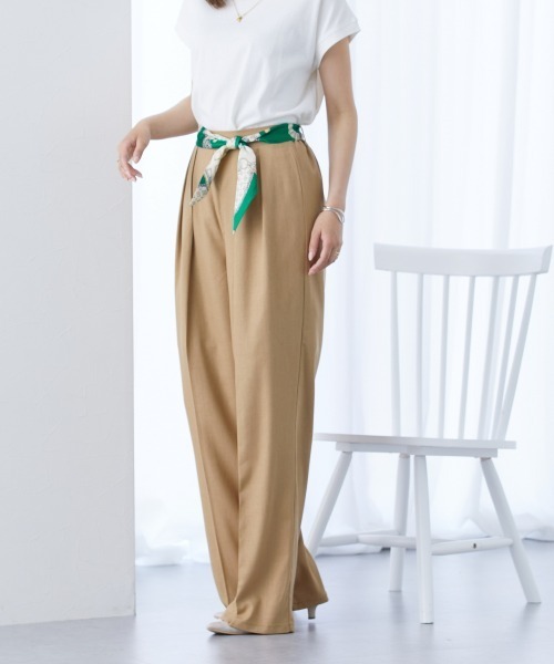 slattgir(スラットジール)の「高身長 スカーフベルト付タックワイドパンツ(トールサイズ)(その他パンツ・レディース・ベージュ系/ブラック系・T4L/T3L/TLL/TL/TM/T5L)」の17枚目の写真