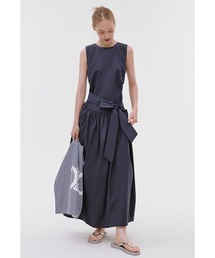 ウエストリボン ノースリーブロングワンピース FX25L403【Fano Studios