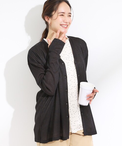 SHOO・LA・RUE(シューラルー)の「【S-LL/ひんやり/UV】手の甲まで隠れる トッパーカーディガン(カーディガン/ボレロ・レディース・ホワイト/ブラック/ライトオレンジ系/ナチュラル・01/02/03/04)」の2枚目の写真