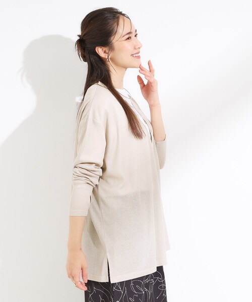 SHOO・LA・RUE(シューラルー)の「【S-LL/ひんやり/UV】手の甲まで隠れる トッパーカーディガン(カーディガン/ボレロ・レディース・ホワイト/ブラック/ライトオレンジ系/ナチュラル・01/02/03/04)」の9枚目の写真