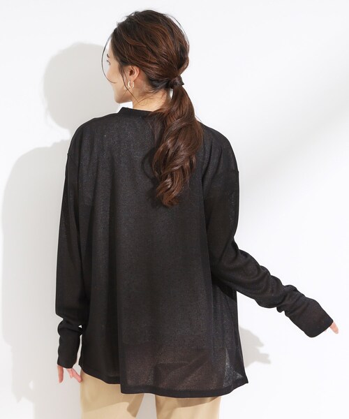 SHOO・LA・RUE(シューラルー)の「【S-LL/ひんやり/UV】手の甲まで隠れる トッパーカーディガン(カーディガン/ボレロ・レディース・ホワイト/ブラック/ライトオレンジ系/ナチュラル・01/02/03/04)」の13枚目の写真