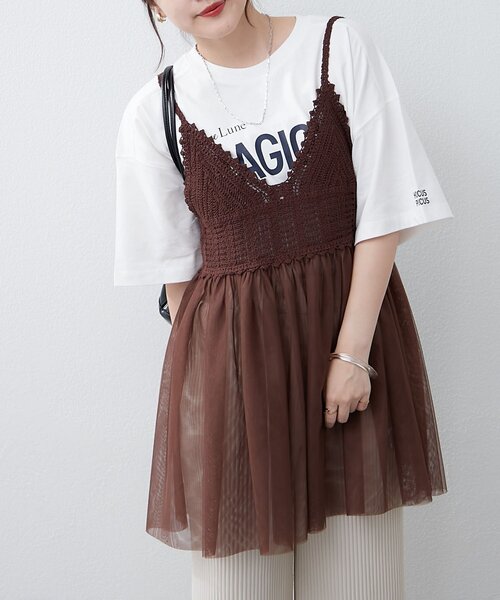 Remind me and forever(リマインドミーアンドフォーエバー)の「【いつものコーデにプラスしたい】かぎ針チュールチュニック(シャツ/ブラウス・レディース・ブラウン/チャコールグレー/アイボリー・FREE)」の16枚目の写真