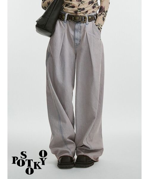 jouetie(ジュエティ)の「【something×PosTokyo】TUCK BUGGY/タックバギーデニムパンツ(デニムパンツ・レディース・ブルー/ブラック/ピンク・SMALL/MEDIUM)」の3枚目の写真