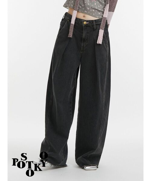 something×PosTokyo】TUCK BUGGY/タックバギーデニムパンツ