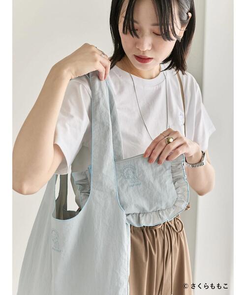 Samansa Mos2 blue（サマンサモスモスブルー）の「COJI-COJI/フリルポーチ（ハンドバッグ・レディース・イエロー/グレー・F）」の3枚目の写真