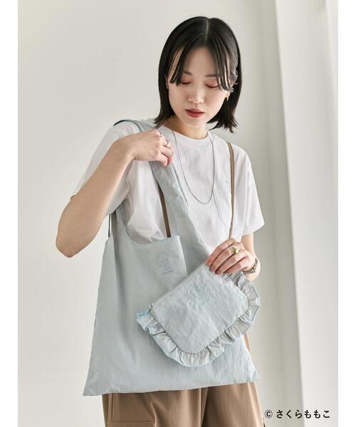 Samansa Mos2 blue（サマンサモスモスブルー）の「COJI-COJI/フリルポーチ（ハンドバッグ・レディース・イエロー/グレー・F）」の5枚目の写真