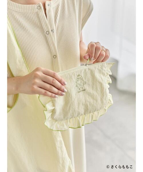 Samansa Mos2 blue（サマンサモスモスブルー）の「COJI-COJI/フリルポーチ（ハンドバッグ・レディース・イエロー/グレー・F）」の6枚目の写真