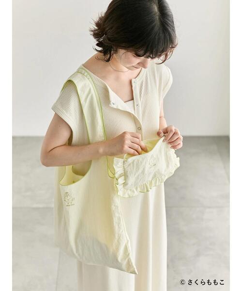 Samansa Mos2 blue（サマンサモスモスブルー）の「COJI-COJI/フリルポーチ（ハンドバッグ・レディース・イエロー/グレー・F）」の8枚目の写真