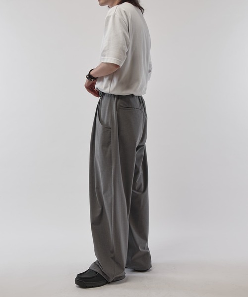 【美品】ラルディーニ ウールスラックス イージーパンツ グレー46 45R梳毛ウールのイージースラックス MEN: MEN｜45R