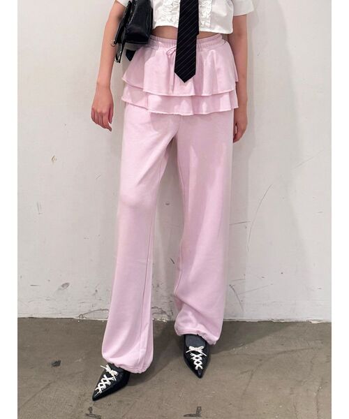 jouetie（ジュエティ）の「スカートレイヤードスウェットパンツ【セットアップ対応】（スウェットパンツ・レディース・ブラック/グレー/ピンク・MEDIUM）」の3枚目の写真