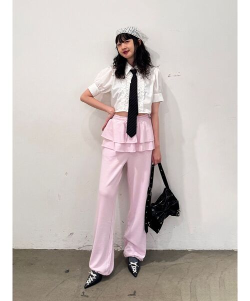 jouetie（ジュエティ）の「スカートレイヤードスウェットパンツ【セットアップ対応】（スウェットパンツ・レディース・ブラック/グレー/ピンク・MEDIUM）」の10枚目の写真