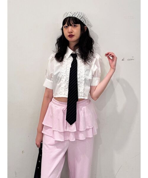 jouetie（ジュエティ）の「スカートレイヤードスウェットパンツ【セットアップ対応】（スウェットパンツ・レディース・ブラック/グレー/ピンク・MEDIUM）」の11枚目の写真