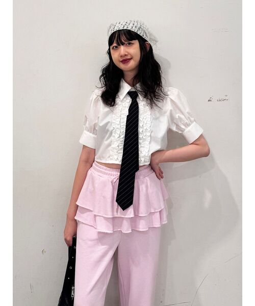 jouetie（ジュエティ）の「スカートレイヤードスウェットパンツ【セットアップ対応】（スウェットパンツ・レディース・ブラック/グレー/ピンク・MEDIUM）」の12枚目の写真