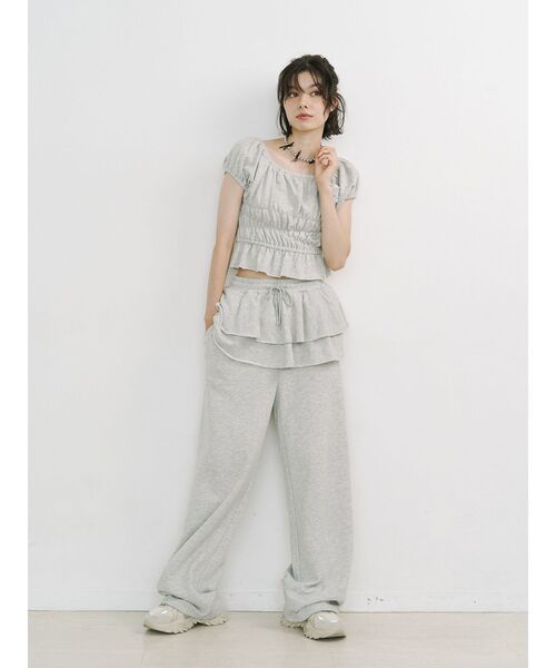 jouetie（ジュエティ）の「スカートレイヤードスウェットパンツ【セットアップ対応】（スウェットパンツ・レディース・ブラック/グレー/ピンク・MEDIUM）」の13枚目の写真