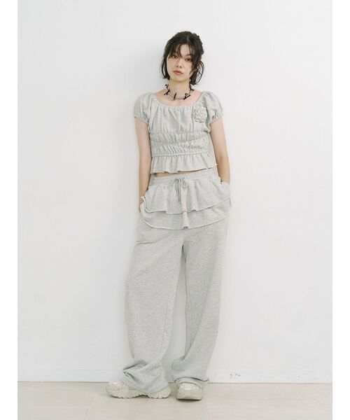 jouetie（ジュエティ）の「スカートレイヤードスウェットパンツ【セットアップ対応】（スウェットパンツ・レディース・ブラック/グレー/ピンク・MEDIUM）」の14枚目の写真