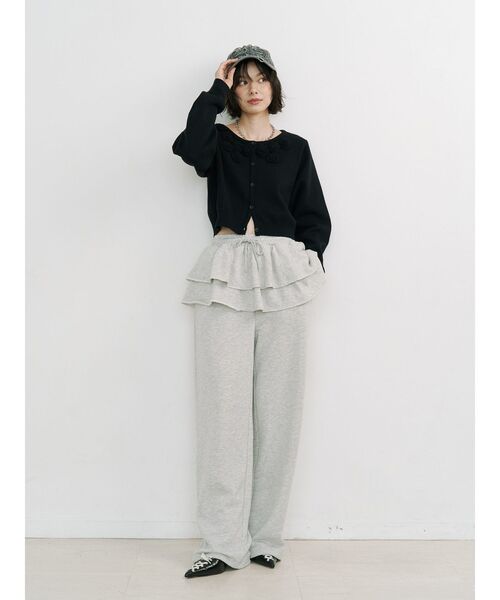 jouetie（ジュエティ）の「スカートレイヤードスウェットパンツ【セットアップ対応】（スウェットパンツ・レディース・ブラック/グレー/ピンク・MEDIUM）」の16枚目の写真