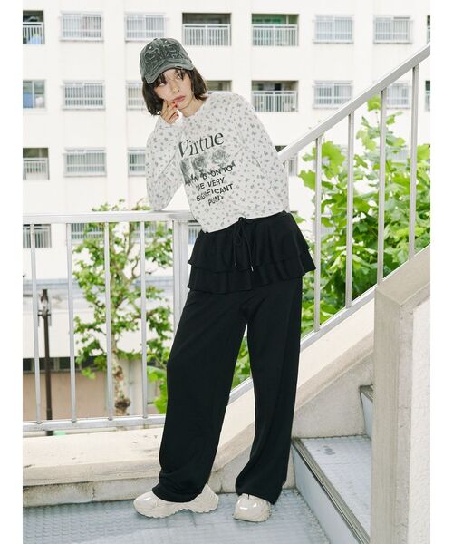 jouetie（ジュエティ）の「スカートレイヤードスウェットパンツ【セットアップ対応】（スウェットパンツ・レディース・ブラック/グレー/ピンク・MEDIUM）」の22枚目の写真