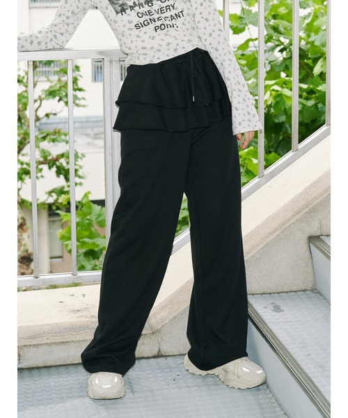 jouetie（ジュエティ）の「スカートレイヤードスウェットパンツ【セットアップ対応】（スウェットパンツ・レディース・ブラック/グレー/ピンク・MEDIUM）」の2枚目の写真