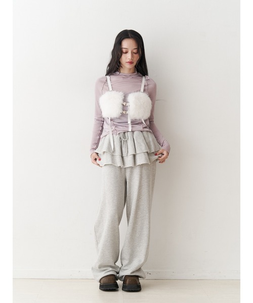 jouetie（ジュエティ）の「スカートレイヤードスウェットパンツ【セットアップ対応】（スウェットパンツ・レディース・ブラック/グレー/ピンク・MEDIUM）」の8枚目の写真