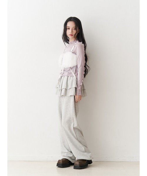 jouetie（ジュエティ）の「スカートレイヤードスウェットパンツ【セットアップ対応】（スウェットパンツ・レディース・ブラック/グレー/ピンク・MEDIUM）」の6枚目の写真