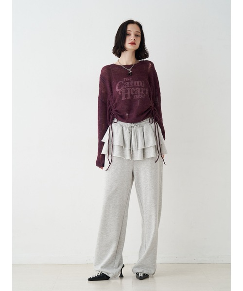 jouetie（ジュエティ）の「スカートレイヤードスウェットパンツ【セットアップ対応】（スウェットパンツ・レディース・ブラック/グレー/ピンク・MEDIUM）」の5枚目の写真