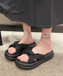 リボン厚底サンダル