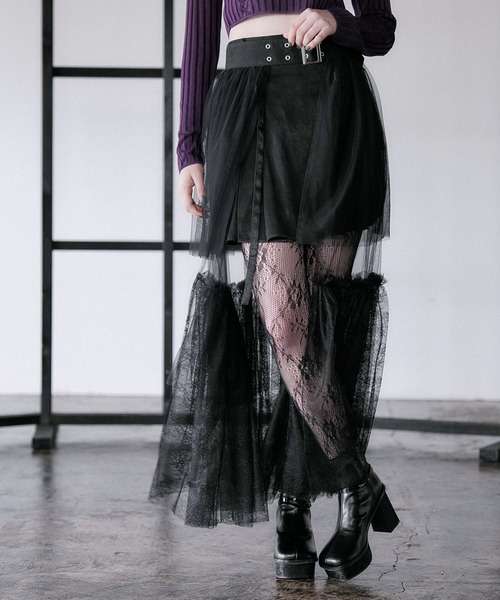 HARE（ハレ）の「チュールレースベルトスカート(HARE)（スカート・レディース・レッド/ブラック/ブルーグリーン・FREE）」の16枚目の写真