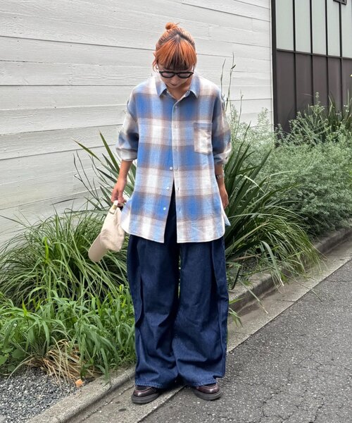 CIAOPANIC TYPY(チャオパニックティピー)の「【ユニセックス】カラミオリオンブレチェックシャツ(シャツ/ブラウス・メンズ・ブルー/ホワイト/ネイビー・MEDIUM/LARGE)」の11枚目の写真