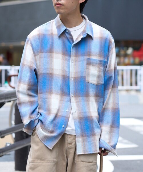 CIAOPANIC TYPY(チャオパニックティピー)の「【ユニセックス】カラミオリオンブレチェックシャツ(シャツ/ブラウス・メンズ・ブルー/ホワイト/ネイビー・MEDIUM/LARGE)」の14枚目の写真