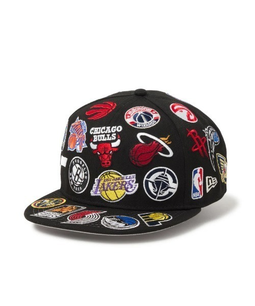 【NEW ERA】 9FIFTY 950 NBA LEAGUE ALLOVER BLK Team Logoブラック
