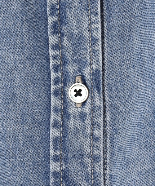 UNFILO（アンフィーロ）の「【UNFILO DENIM LIGHT】 クロップドシャツ（シャツ/ブラウス・レディース・ライトグレー系/スカイブルー系/サックスブルー系・SMALL/MEDIUM）」の20枚目の写真